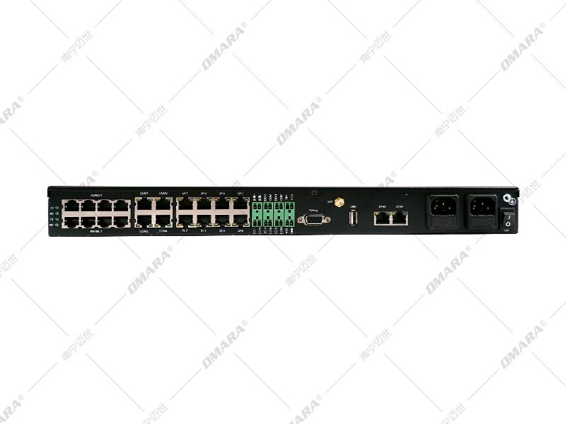 1U帶屏機房環境監控一體化主機A6-X600背面接口展示 1U帶屏機房環境監控一體化主機A6-X600背面接口展示